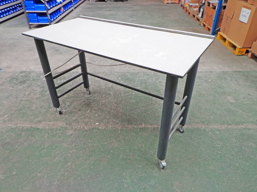 Proprietary Mobile Laboratory Bench with Under Slung Power and with Grey Trespa Type Worktop.
